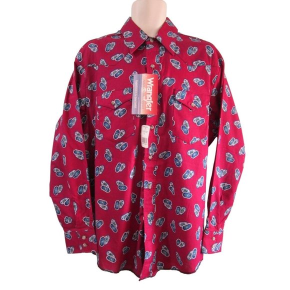 Wrangler Western Wear Button Up Southwest Pattern  Shirt Long Sleeve NWD Mens XL - Picture 1 of 16